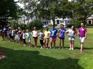 youth choir outside in line